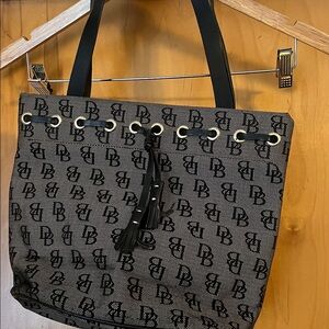 Dooney & Bourke Black and Tan Monogram Tote
